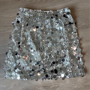 Silver sequin high waisted mini skirt